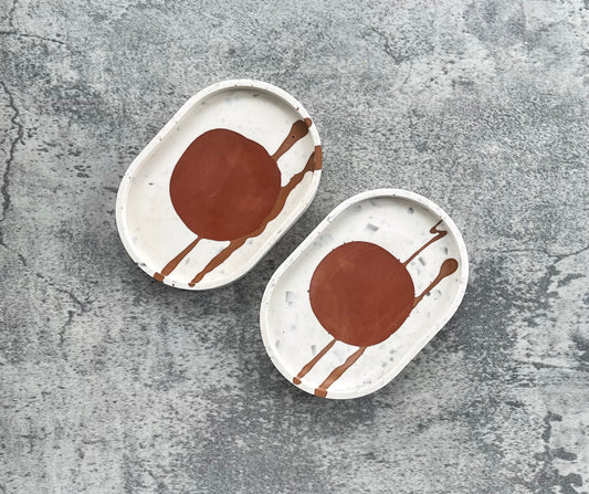 Oval Trinket Dish | Red, White, Terracotta