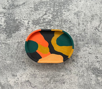 Oval Trinket Dish | Orange, Black, Green