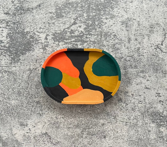 Oval Trinket Dish | Orange, Black, Green