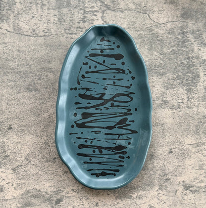 Oval Accent Tray | Blue Design