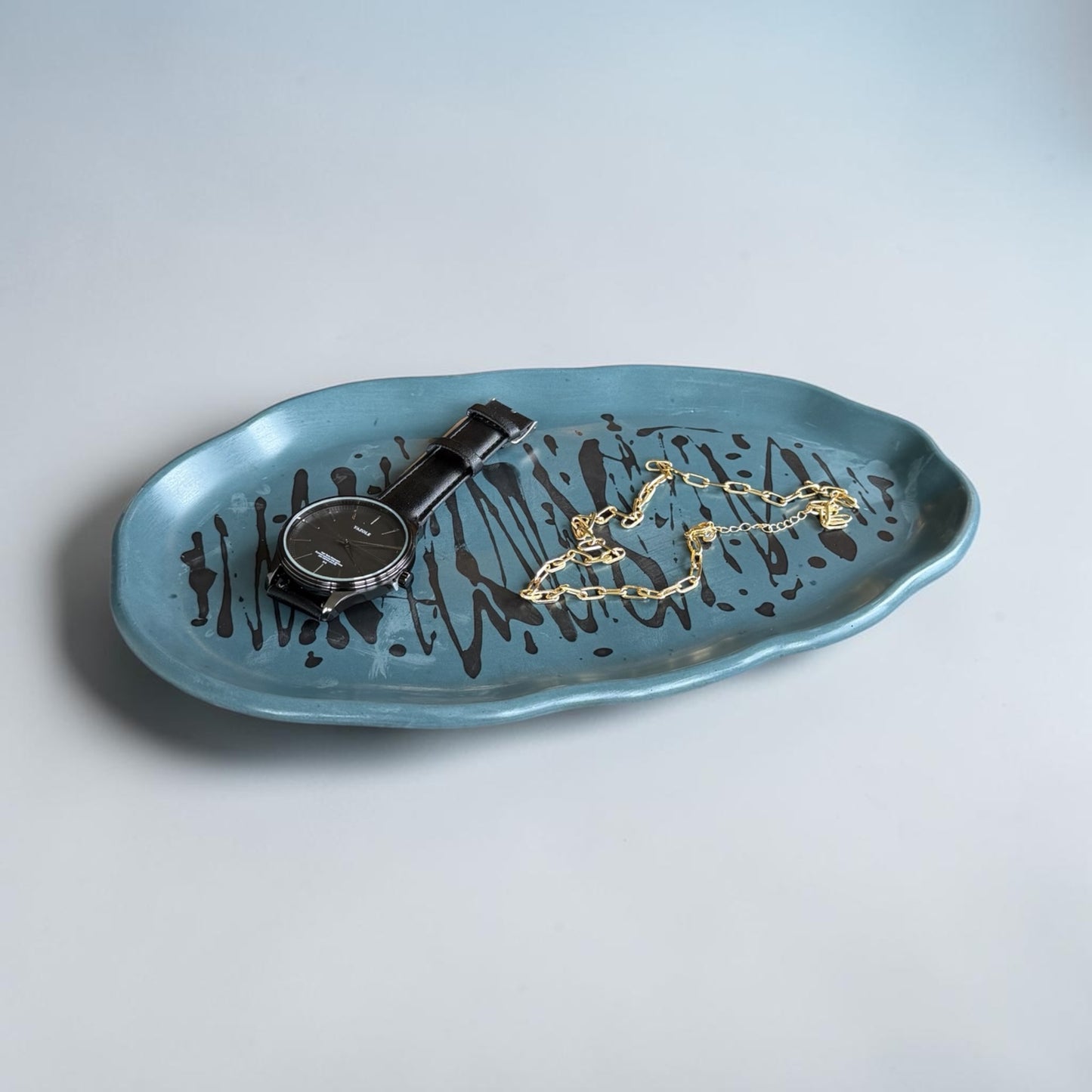 Oval Accent Tray | Blue Design