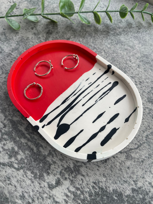 Oval Trinket Dish | Red, White, Black