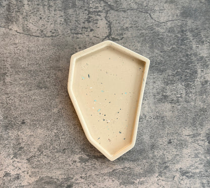 Medium Abstract Tray | Tan & Aqua Terrazzo