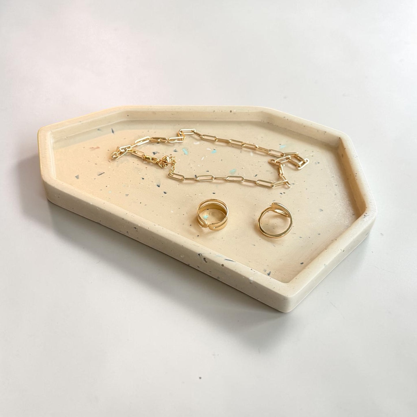 Medium Abstract Tray | Tan & Aqua Terrazzo