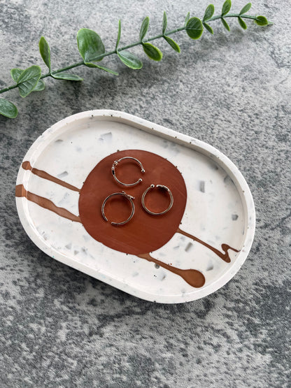 Oval Trinket Dish | Red, White, Terracotta