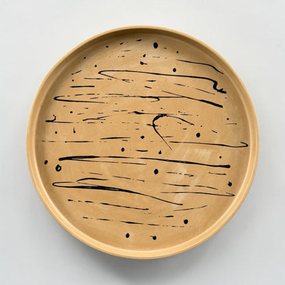 Large Circle Accent Tray | Light Brown & Black