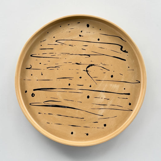 Large Circle Accent Tray | Light Brown & Black