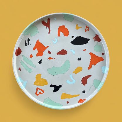 Large Circle Tray | Grey + Orange