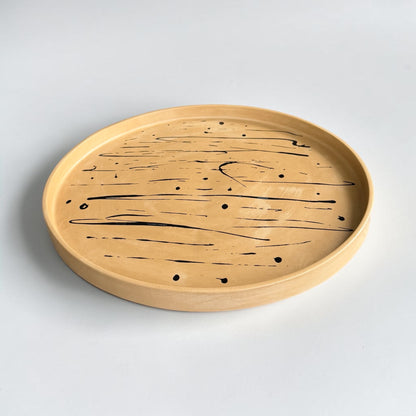 Large Circle Accent Tray | Light Brown & Black