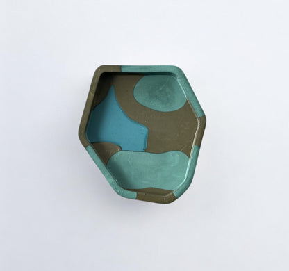Small Abstract Trinket | Gray + Green