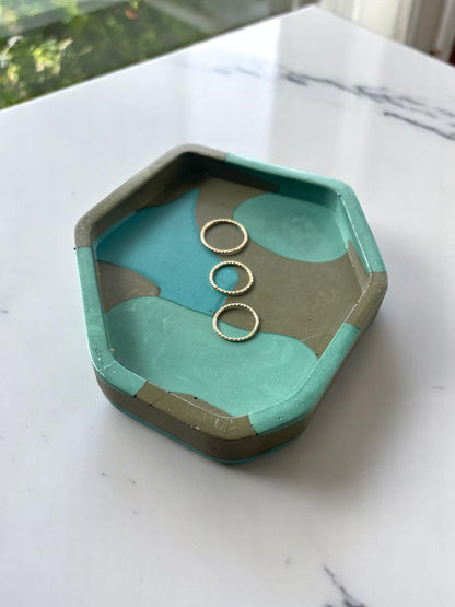 Small Abstract Trinket | Gray + Green