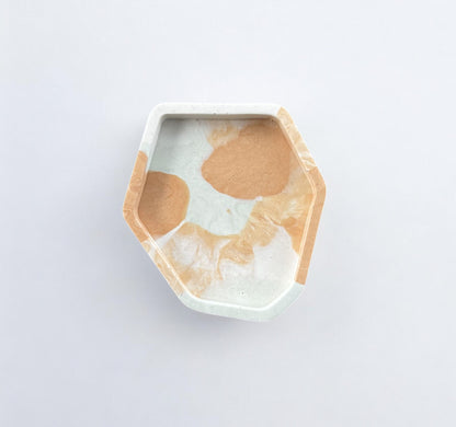 Small Abstract Trinket | White + Orange