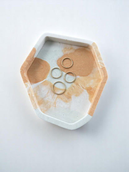 Small Abstract Trinket | White + Orange