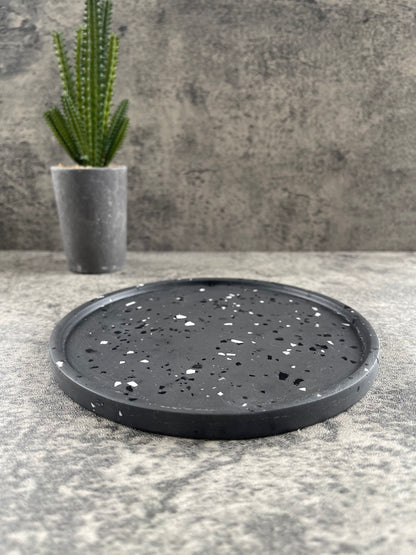 Flat Circle Tray | Grey, Black, White