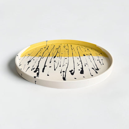 Large Circle Accent Tray | White, Yellow-Green, Black