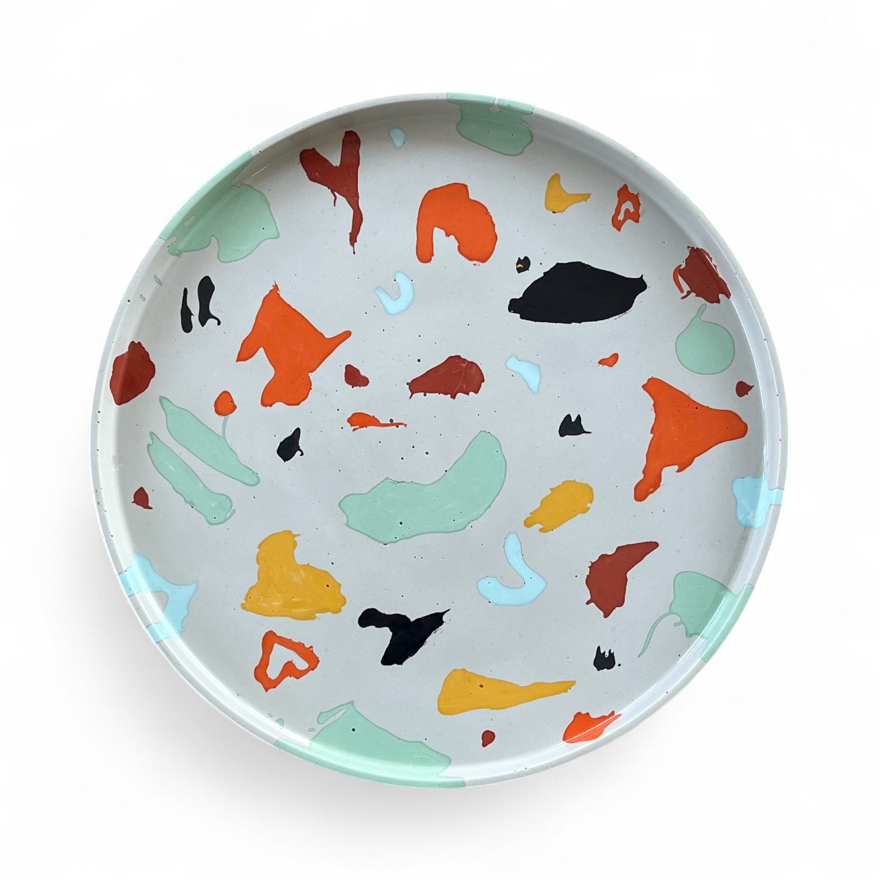 Large Circle Tray | Grey + Orange