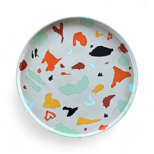 Large Circle Tray | Grey + Orange