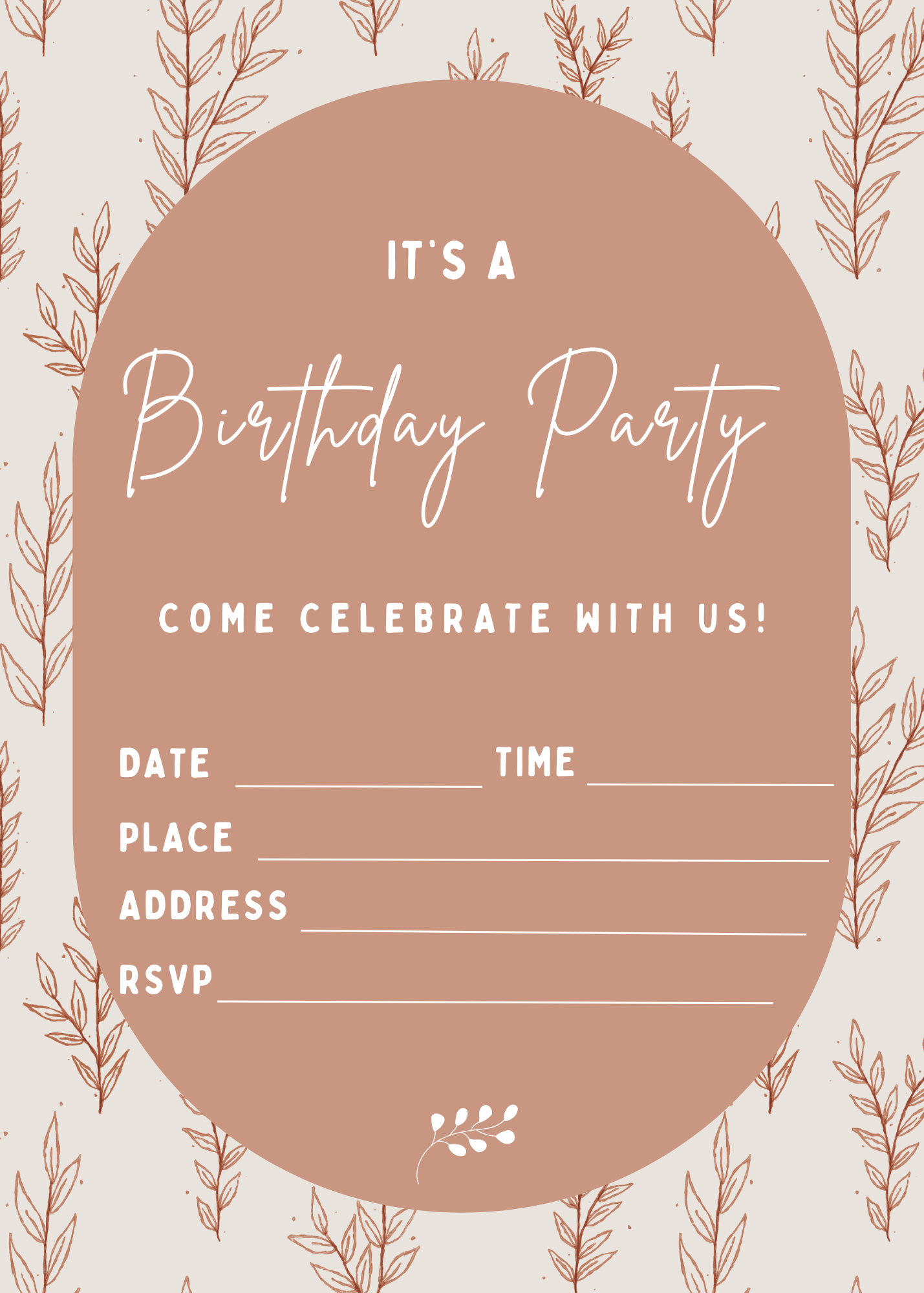 Boho Themed Party Invite | Canva