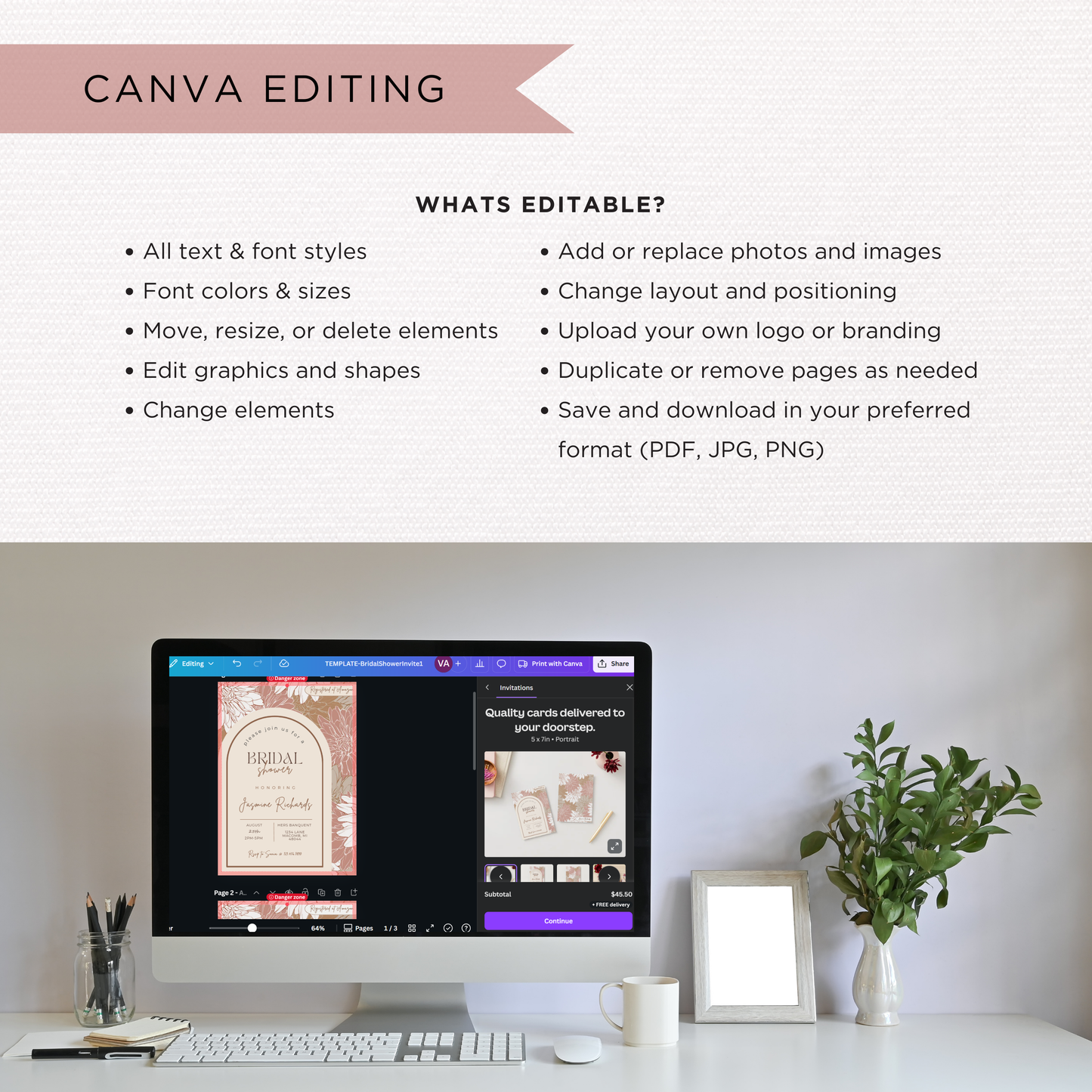 Bridal Shower Invitation Template | Canva Template