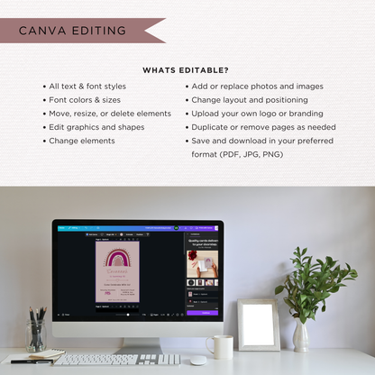 Pink Rainbow Birthday Invite | Canva Template