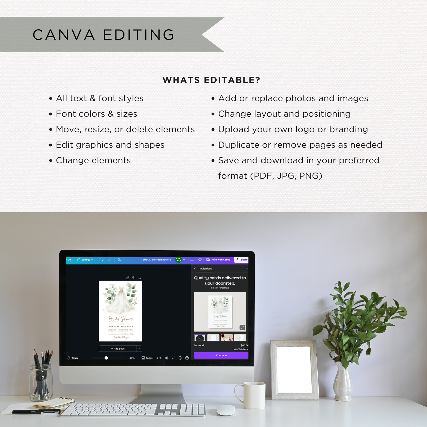 Bridal Shower Invitation | Canva Template