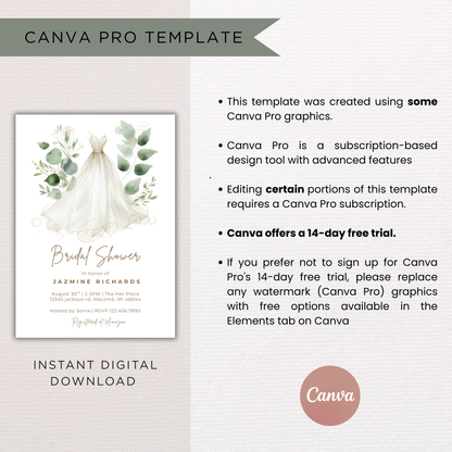 Bridal Shower Invitation | Canva Template