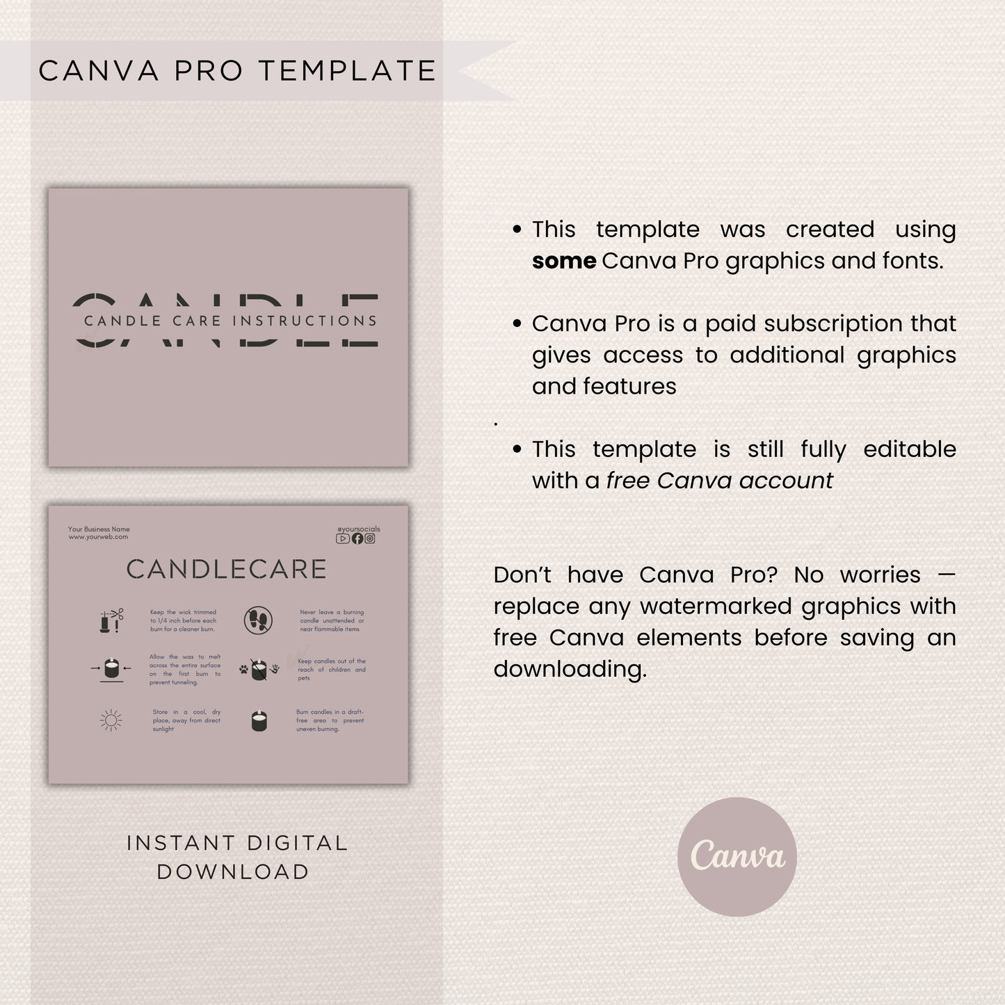 Candle Care Card | Canva Template