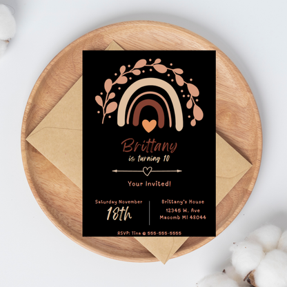 Boho Birthday Invitation Template | Instant Download | Canva Pro Template