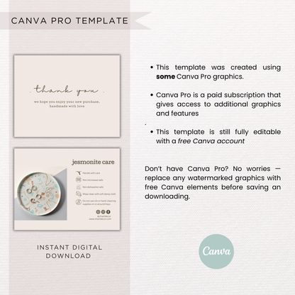Jesmonite Care Card | Canva Template