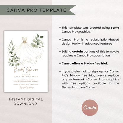 Bridal Shower Invitation | Canva Template