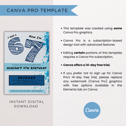 6 7 Birthday Invite | Canva Template