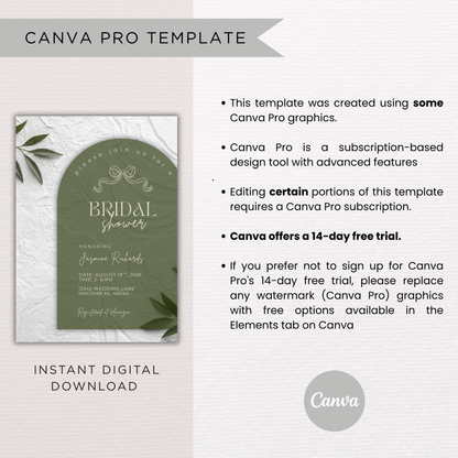 Bridal Shower Invitation | Canva Template
