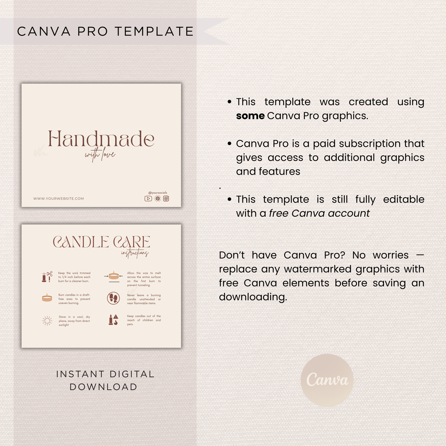 Candle Care Card | Canva Template
