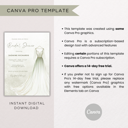 Bridal Shower Invitation | Canva Template