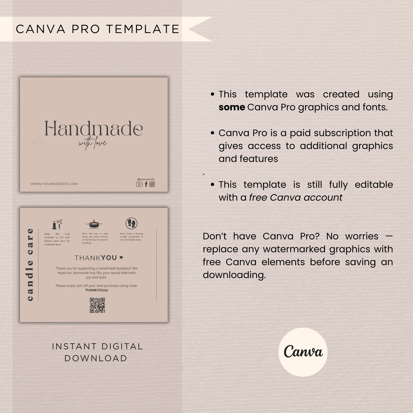 Candle Care Card | Canva Template