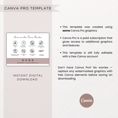 Jesmonite Care Card | Canva Template