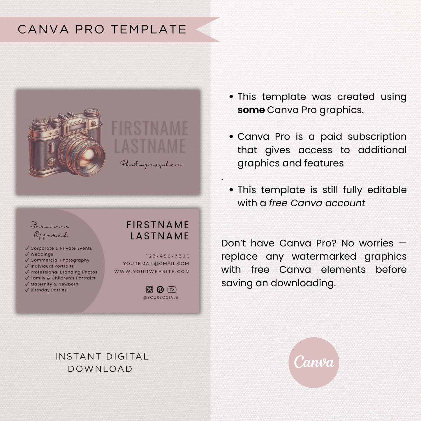 Photography Business Card | Canva Template