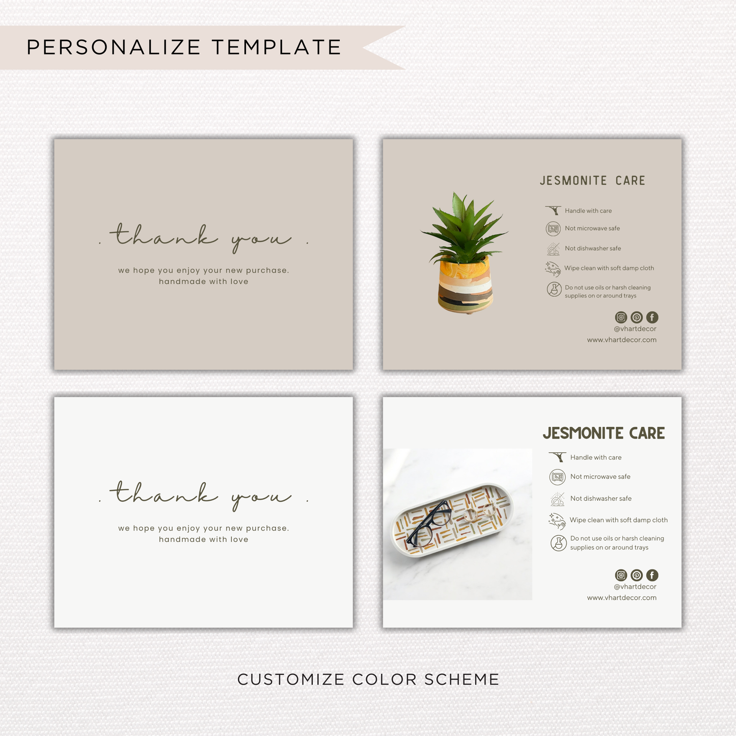 Jesmonite Care Card | Canva Template