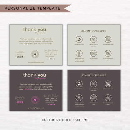 Jesmonite Care Card | Canva Template