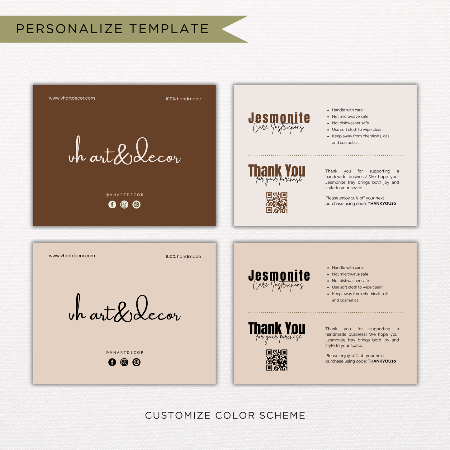 Jesmonite Care Card | Canva Template