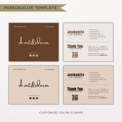Jesmonite Care Card | Canva Template