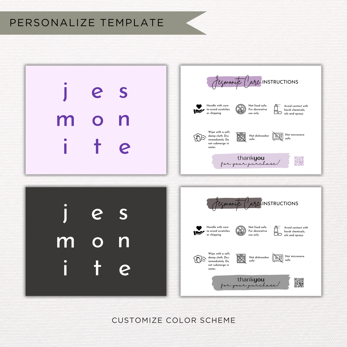 Jesmonite Care Card | QR Code