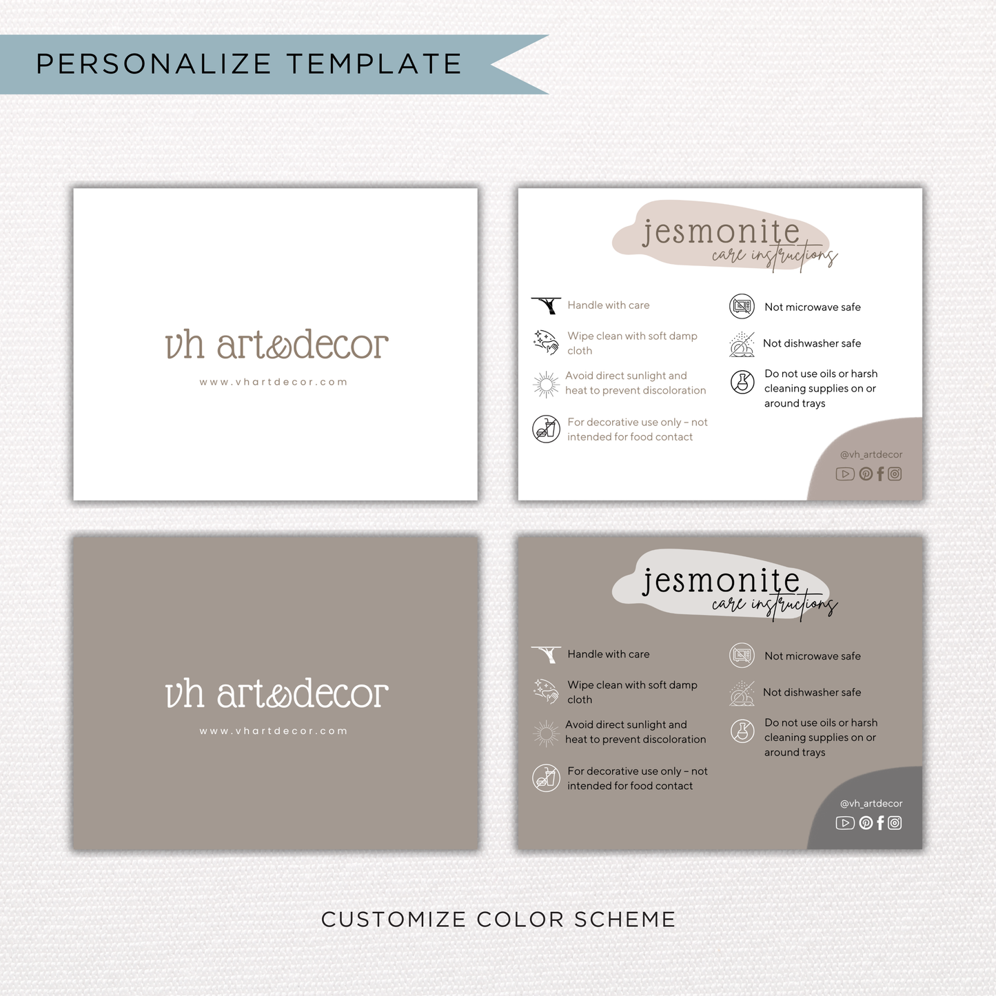 Jesmonite Care Card | Canva Template