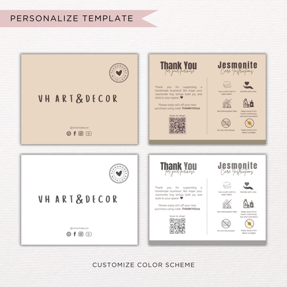 Jesmonite Care Card | Canva Template