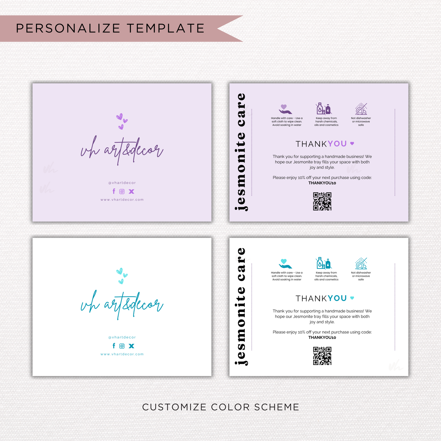 Jesmonite Care Card | Canva Template