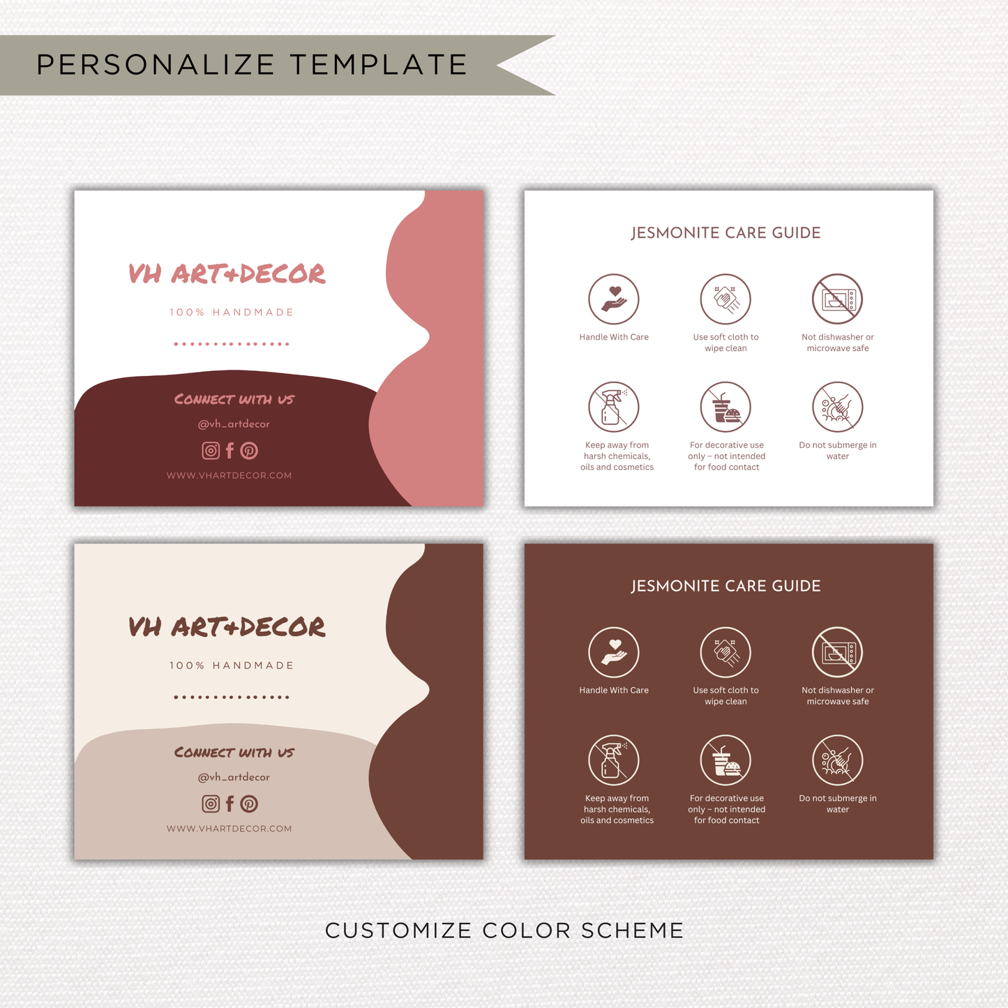 Jesmonite Care Card | Canva Template