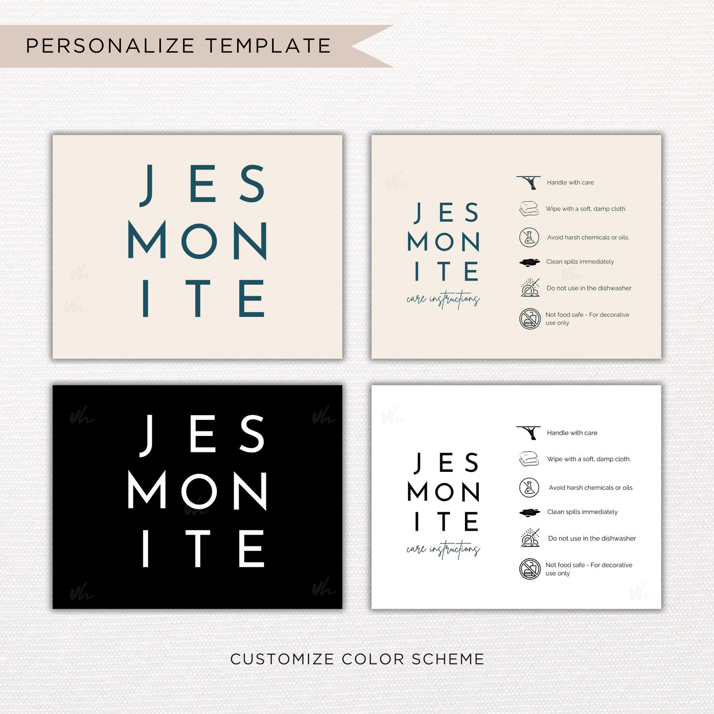 Jesmonite Care Card | Canva Template