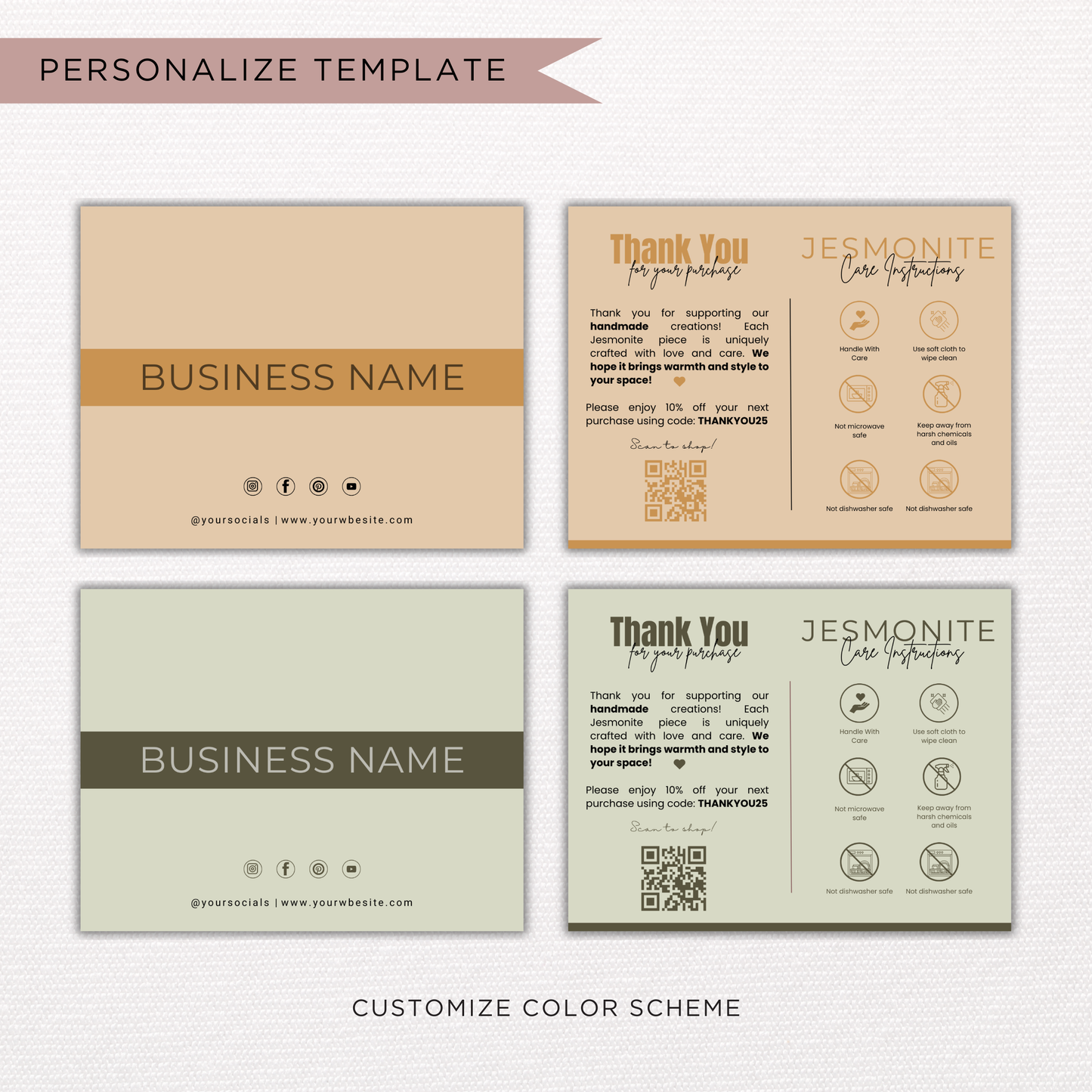 Jesmonite Care Card | Canva Template