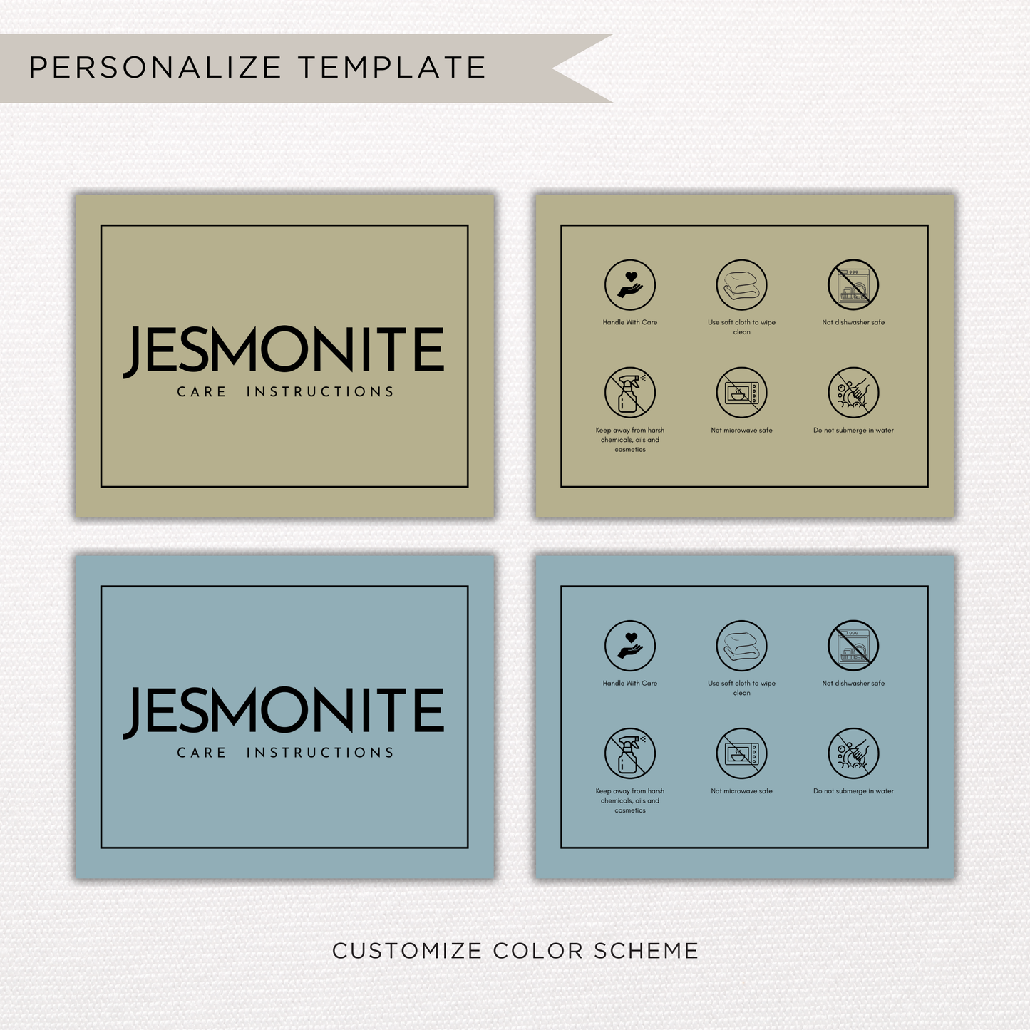 Jesmonite Care Card | Canva Template