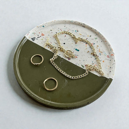Flat Circle Tray | Green + Terrazzo